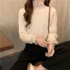 Spring new lace base layer for women's wear, stylish for spring and winter, semi-high neck, versatile, white warm, fleece and thickened inner layer Specification image